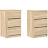 vidaXL Comodini con 3 Cassetti 2 pz Rovere Sonoma 39x35x65 cm, tavolino da Notte, tavolino, Arredamento per Camera da Letto