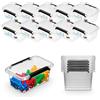 Pullmer Scatola portaoggetti con coperchio, contenitore impilabile, cassette in plastica, set da 10, scatole da 0,5 l, 15 x 9,5 x 6,5 cm