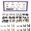 Swpeet Fermi a scorrimento Kit assortito di 64 cerniere metalliche a scatto in 4 colori #3#5#8#10, cursori a scatto metallici, fermo inferiore con perno d'inserzione, kit di riparazione per cerniere