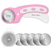 PIQIUQIU 45 mm Roller Cutter Set, Tessuto Cutter Sicurezza Chiusura Roller Cutter con 5 Lame di Ricambio, Rotativa di Precisione, Rotanti per Taglio Pelle, Carta, Cucire
