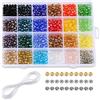 youler Perline di vetro di cristallo da 6 mm, perline di vetro sfaccettate, perline di 24 colori AB con scatola per gioielli, fai da te collana bracciale gioielli (1200 pezzi)