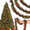 AWCIGG 10PCS Ghirlanda Natalizia Ghirlanda Albero di Natale Ghirlande Natalizie Lunghe Fili Decorativi Albero di Natale Strisce Festoni Natalizi per Esterno Balcone Christmas Garland Verde Rossa 20M
