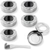 Aohyue 6 Pezzi Posacenere in Acciaio Inox, Posacenere da Esterno con Coperchio Rimovibile, Tavolo Rotondo, per Giardino, Balcone, Bar e Ristorante, con 1 Spazzola di Pulizia in Nylon