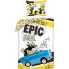 Halantex Set Letto MINIONS Trio Auto EPIC FAIL Copripiumino 140x200cm Federa Despicable Me Cattivissimo Me Cotone Multicolore