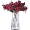 Rikyo 6 fiori artificiali da 35.5 cm, gelsomino invernale, resistente ai raggi UV, non sbiadisce, fiori finti per tavolo da cucina, fondale per matrimonio, decorazione da parete (rosso vino)
