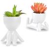 PousXiyor Confezione da 2 piccole piante artificiali decorative, mini vasi per cactus a forma di umano, vasi per piante grasse da interno piante artificiali per la decorazione di ufficio e soggiorno (Bianco)