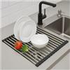 AERREGI Scolapiatti Pieghevole Acciaio Inox per Lavello - Arrotolabile Salvaspazio - Grigio/Nero - Diverse Misure - Tappetino Scolapiatti Multiuso per Cucina (Nero, 45X35 Centimetri)