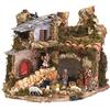 Bertoni Ferrari & Arrighetti Paesaggio per Presepe con Statuine 7/8 Cm, Case e Luce Effetto Fuoco, 220V, Materiali Vari, Multicolore, Taglia Unica