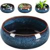 PORFOYO Lotus Bonsai, ciotola in ceramica, vaso per fiori in ceramica, vaso per piante grasse da 16,8 x 6,5 cm, vaso idroponico in ceramica, vaso per piante grasse per fiori pianta idroponica (blu)