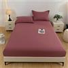 Stfery Protezioni Per Materasso 220x200 Completo Lenzuola Super King Size in Cotone Lavato, Tinta Unita, Rosso Marrone