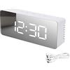 ThreeH LED Specchio Orologio da Scrivania con Funzione Snooze Temperatura Display Sveglia Digitale per Camera da Letto Decorazione casa Bianco