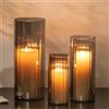 Glasseam Portacandele A Uragano In Vetro: Set Di 3 Portacandele Grigio Nero Per Candele A Colonna Portacandele A Cilindro Per Decorazioni Portacandele Galleggianti Per La Decorazione Del Soggiorno
