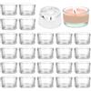 KERDEETE Set di 24 portacandele in vetro, 4,5 cm di diametro x 2,5 cm di altezza, portacandele in vetro trasparente per decorazione della casa, matrimoni, feste e decorazioni da tavolo