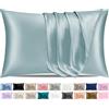 Pamposh Federa in raso di seta, per capelli e pelle, confezione da 4 pezzi, dimensioni standard, con chiusura a busta (blu grigio, 4 federe (50 x 75 cm)