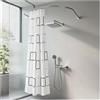 XYCHAO Asta per tenda da doccia a forma di U, in acciaio inox, regolabile, senza foratura, 90 - 130 cm, con tenda da doccia in poliestere per doccia e vasca da bagno, facile da montare, colore: argento