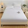 Stfery Completo Letto 220x200 Completo Lenzuola Super King Size in Cotone Lavato, Tinta Unita, Bianco