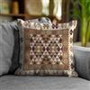 Floori Coppia Cuscini Arredo Jacquard Kilim Geometrici Quadrati 50x50 cm Sfoderabili Imbottiti Eleganti (Fango)