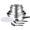 Tefal Ingenio - Set di pentole da Cucina, 10 Pezzi, casseruole, coperchi ermetici, Manico Rimovibile, induzione, Acciaio Inossidabile, impilabile, Antiaderente, Lavabile in lavastoviglie, Emotion