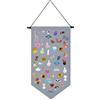 Kunyeah Organizer per spille da appendere alla parete, in tela colorata, smaltato, per esporre distintivi, orecchini, striscioni da collezione, spille non incluse (grigio)