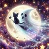 EOBROMD Diamond Painting Fantasma, DIY 5D Gatto Nero Diamond Painting Kit Completo, Luna Halloween Pittura Diamante Fai da Te, Ricamo a Punto Croce Craft Arts Decorazione per Casa e Pareti 30x30cm