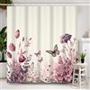 Ttincceer 180x200cm Fiore doccia tenda retro viola fiore farfalla bagno tende con ganci Vintage campagna impermeabile vasca da bagno accessori decorativi