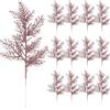 Kunjocy 12 Pezzi Rami con Foglie Artificiali Glitterate di Natale, Rami di Aghi di Pino Glitterati di Natale Spray Rami Glitterati Ghiacciati per Accessori Fai da Te Decorazioni Floreali Natalizie Ghirlanda