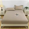 Stfery Proteggi-Materasso 220x200 Completo Lenzuola Super King Size in Cotone Lavato, Tinta Unita, Kaki