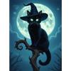 EOBROMD Diamond Painting Gatto Nero, DIY 5D Luna Diamond Painting Kit Completo, Animale Pittura Diamante Fai da Te, Ricamo a Punto Croce Craft Arts Decorazione per Casa e Pareti 30x40cm