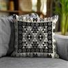 Floori Coppia Cuscini Arredo Jacquard Kilim Geometrici Quadrati 50x50 cm Sfoderabili Imbottiti Eleganti (Nero)