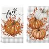 Artoid Mode Set2 Strofinacci Cucina Autunnali Quadri Buffalo Zucche 42x65cm | Asciugamani Poliestere Stagionali Foglie Fall Decorazione Cucina