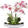 Briful Fiori artificiali Phalaenopsis da 38,1 cm, orchidea bonsai in vaso d'argento, fiori finti in seta, per centrotavola, soggiorno, decorazione per la casa