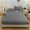 Stfery Completo Letto 220x200 Completo Lenzuola Super King Size in Cotone Lavato, Tinta Unita, Grigio Chiaro