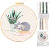 JSRQT Gatto Kit Ricamo Starter,Set da Ricamo Punto Croce per Principianti, Embroidery Starter per Adulto Principianti