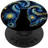 StarryAx2 Black Cat Starry Night Van Gogh Moon Art Meow Mamma Papà PopSockets PopGrip Adesivo