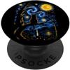 BlackCatStarryAx1 Divertente gatto nero notte stellata Van Gogh luna arte mamma papà miao PopSockets PopGrip Adesivo