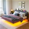 HOMERECOMMEND letto matrimoniale, 140 x 200 cm, effetto visivo fluttuante, illuminazione LED, doppio telaio, 140 x 200 cm, spazio di archiviazione integrato, testata alta, grigio scuro