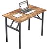 sogesfurniture BHEU-AC5FB-100 - Scrivania pieghevole per computer, ufficio, conferenze, per casa, ufficio, giardino, picnic, 100 x 60 cm, colore marrone e nero