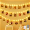 CNMTCCO 100 luci a LED con clip per foto, 10 m, alimentate a batteria, con 50 clip per appendere foto, con telecomando, 8 modalità, luci per camera da letto, matrimoni, feste, compleanni, Halloween