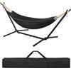 Laneetal Amaca con Supporto, Amaca con Struttura in Metallo per 2 Persone, Portata Max. 250 kg, Borsa da Trasporto, per Campeggio/Giardino/Balcone/Piscina, 280x106x100cm (Grigio Scuro, 280x106x100cm)