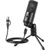 FIFINE Condensatore a Microfono studio kit, USB Microfono Computer con Braccio per Microfoni Regolabile e Filtro Anti-pop per Strumenti Voice Overs Registrazione Podcasting YouTube Gaming