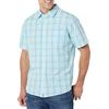 Amazon Essentials Camicia a Maniche Corte in Popeline Elasticizzato (Disponibile in Taglie Extra Forti) Uomo, Blu Chiaro Bianco Motivo Quadri Medi, XS