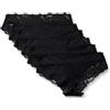 Amazon Essentials Mutandine in Pizzo Galloon Elasticizzato, Modelli Bikini, Hipster, Perizoma a Vita Alta Donna, Confezione da 6, Nero, 44
