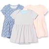 Amazon Essentials Abito a Maniche Corte in Maglia di Cotone Unisex - Bimbi 0-24, Confezione da 3