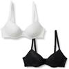 Amazon Essentials Reggiseno Push-up Imbottito in Pizzo con Ferretto Donna, Confezione da 2, Nero/Bianco, 4A
