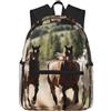 ybhgvc Tre cavalli che corrono stampa unisex leggero impermeabile zaino casual giornaliero pendolarismo viaggi fine settimana
