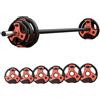 SPORTNOW Set Bilanciere e Dischi da 20kg Totali, Bilanciere Palestra Monopezzo per Sollevamenti e Stacchi con Impugnatura in PU Antiscivolo, Ø17x140 cm, Nero e Rosso