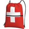 YYHWHJDE Zaino con coulisse con stampa della bandiera svizzera, leggero, impermeabile, con tasca con cerniera, per viaggi e sport