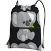 YYHWHJDE Zaino con coulisse con stampa di koala, leggero, impermeabile, con tasca con cerniera, per viaggi e sport