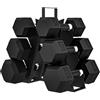 SPORTNOW Set di manubri da 6 pezzi, 36 kg, manubri esagonali 2 x 4 kg, 2 x 6 kg, 2 x 8 kg, con supporto portaoggetti, rivestimento in gomma e manico antiscivolo, per allenamento a casa e palestra