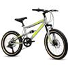 IBK Bicicletta Bici MTB 20'' Pollici Mountain Bike BIAMMORTIZZATA Ragazzo Cambio 7 Velocità Freni a Disco Rossa